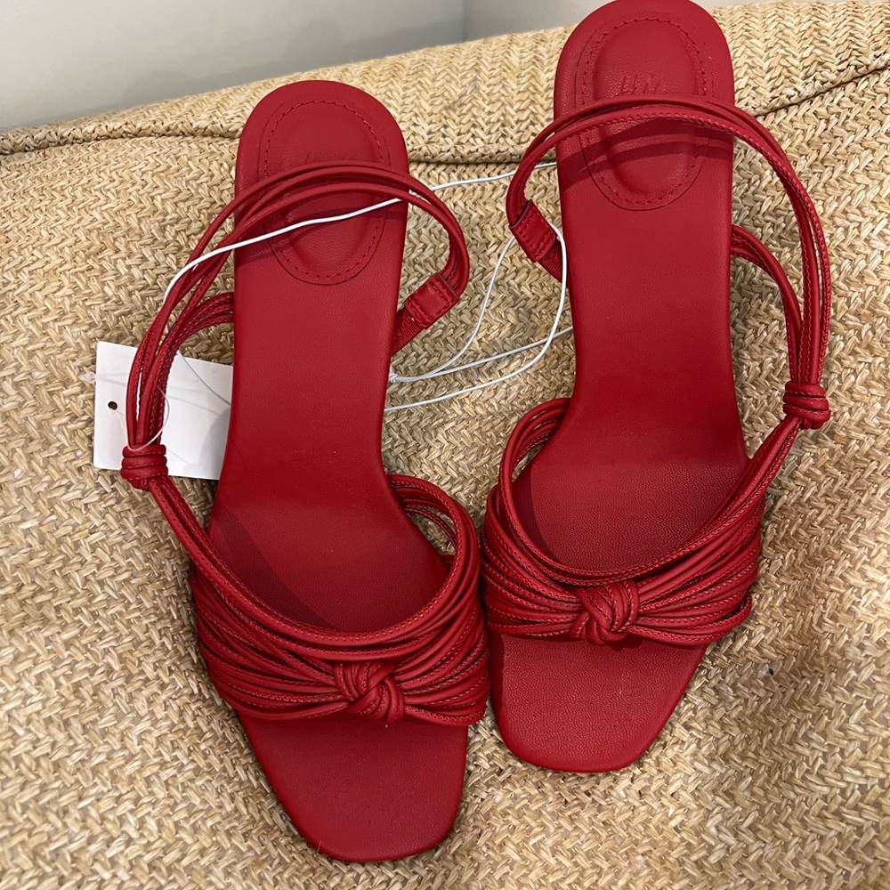 H&M Red Knotted Strap Sandals
